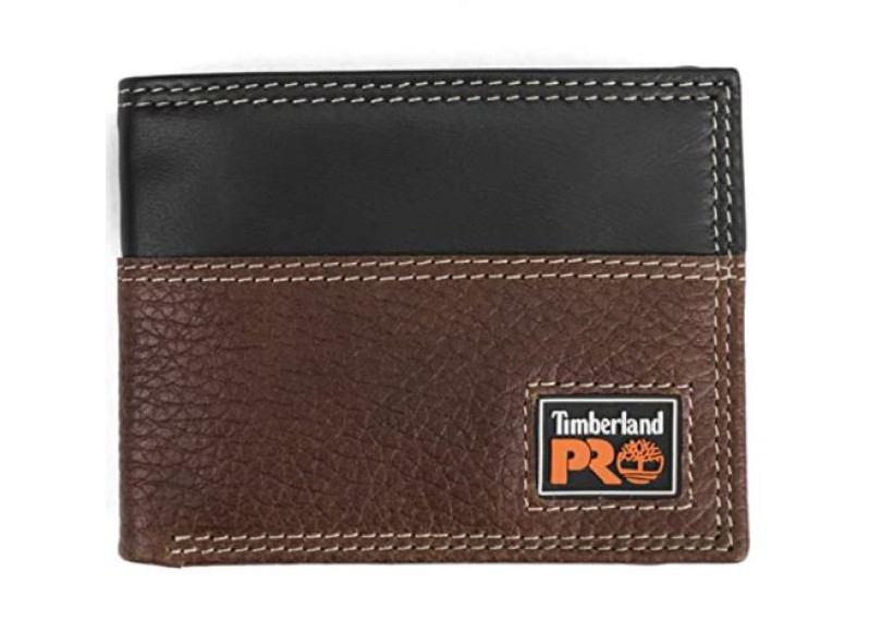 Timberland PRO Men's Slim Leather RFID Bifold Wallet with Back ID Window